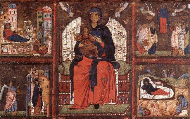 unknow artist Virgin and Child Enthroned with Scenes from the Life of the Virgin oil painting image